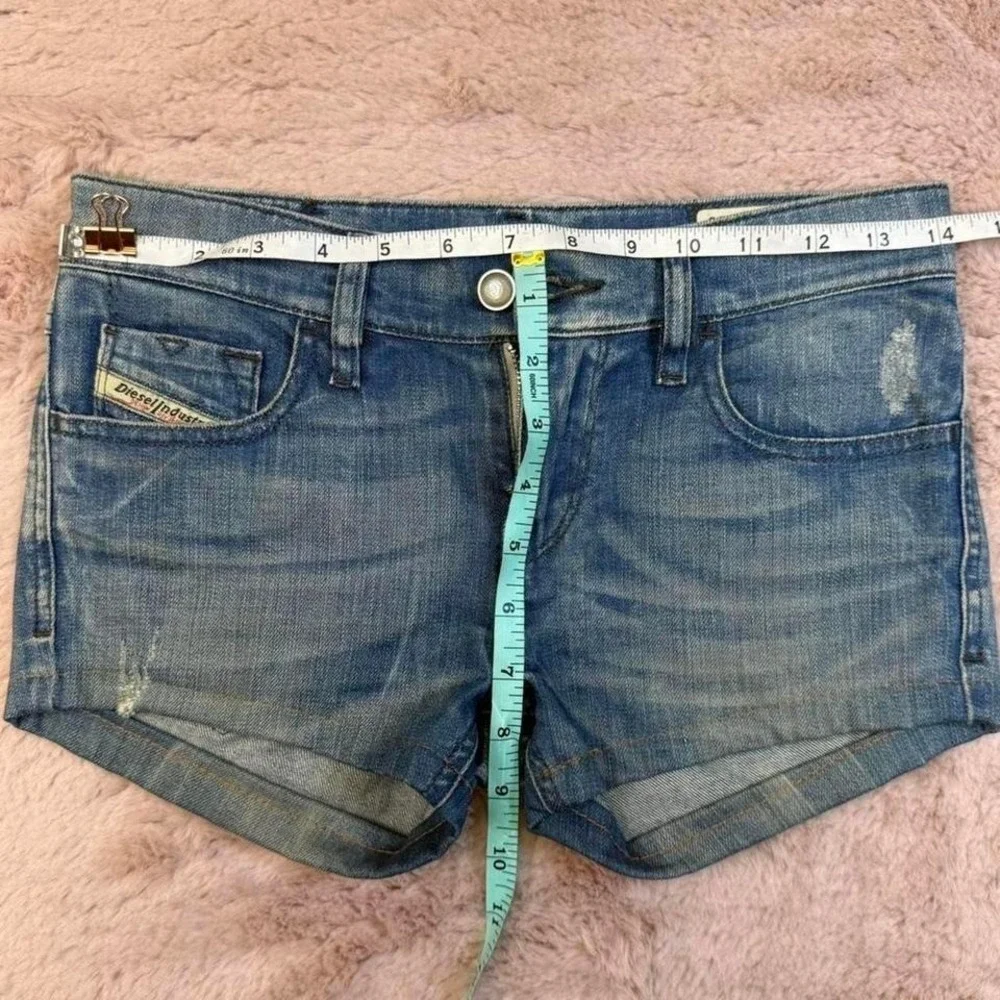 Diesel Low Rise Denim Shorts Vintage Y2K Blue Wash Womens 25 Italy